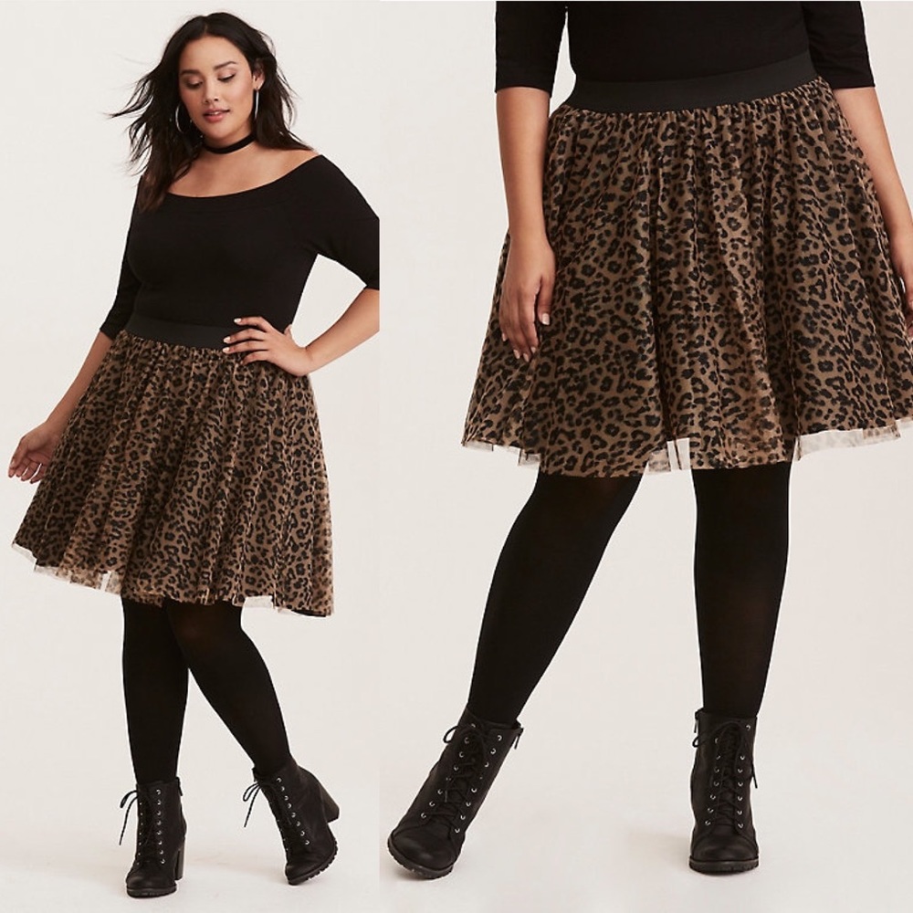 Torrid Leopard Print Mesh Tulle Mini Skirt
